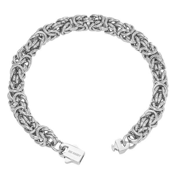 Big Daddy 8MM Byzantine Link Silver Steel Bracelet