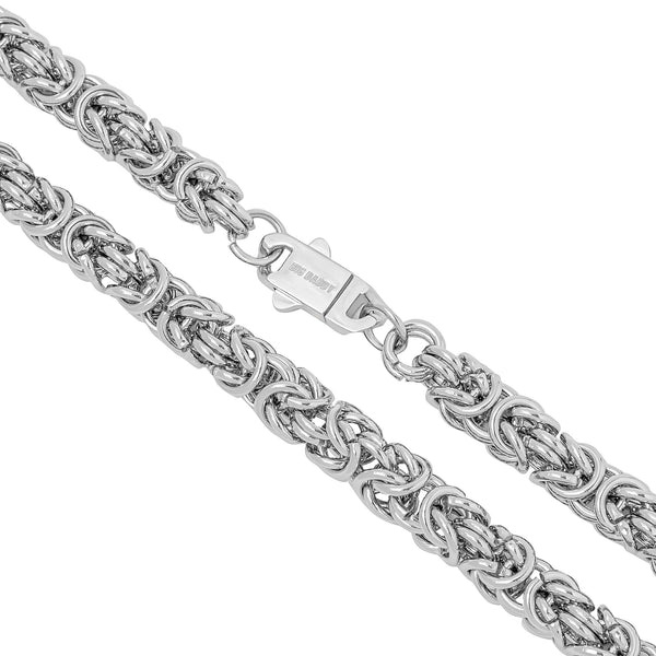 Big Daddy 8MM Byzantine Link Silver Steel Chain