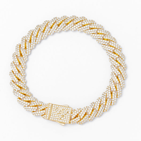 Big Daddy 10MM Straight Edge Cuban Diamond Gold Bracelet