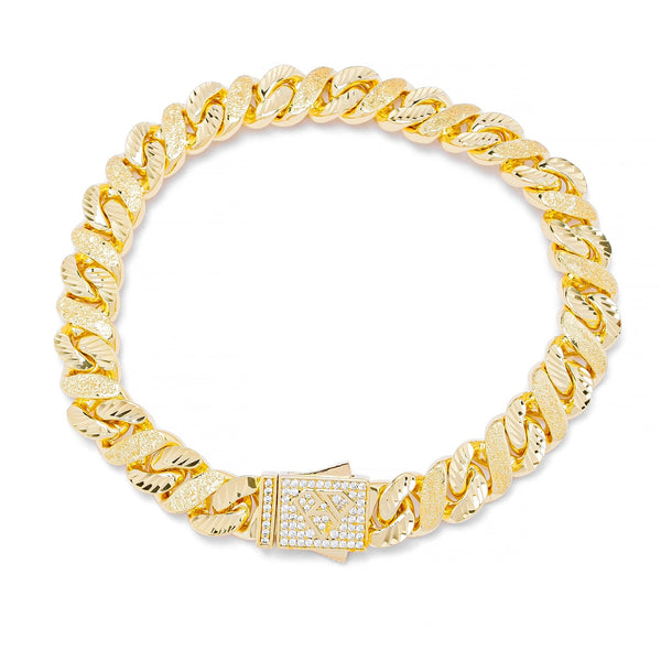 Big Daddy 10MM Sandblast Diamond & Gold Bracelet