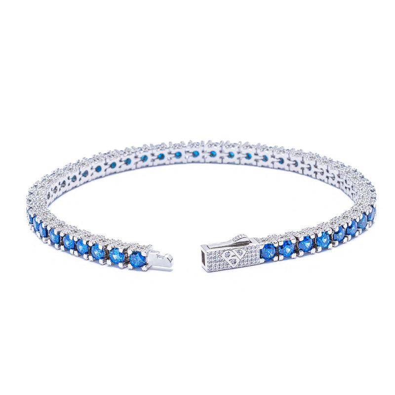 Big Daddy 4MM Silver Blue Tennis Bracelet