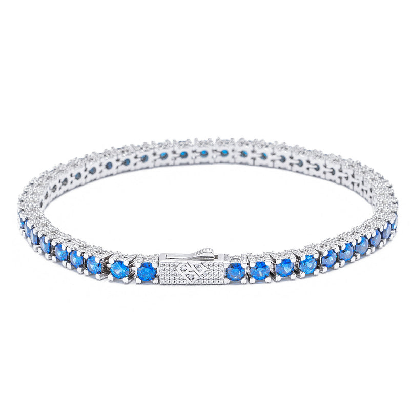 Big Daddy 4MM Silver Blue Tennis Bracelet