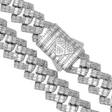 Big Daddy 12MM Baguette Cuban Diamond Silver Chain