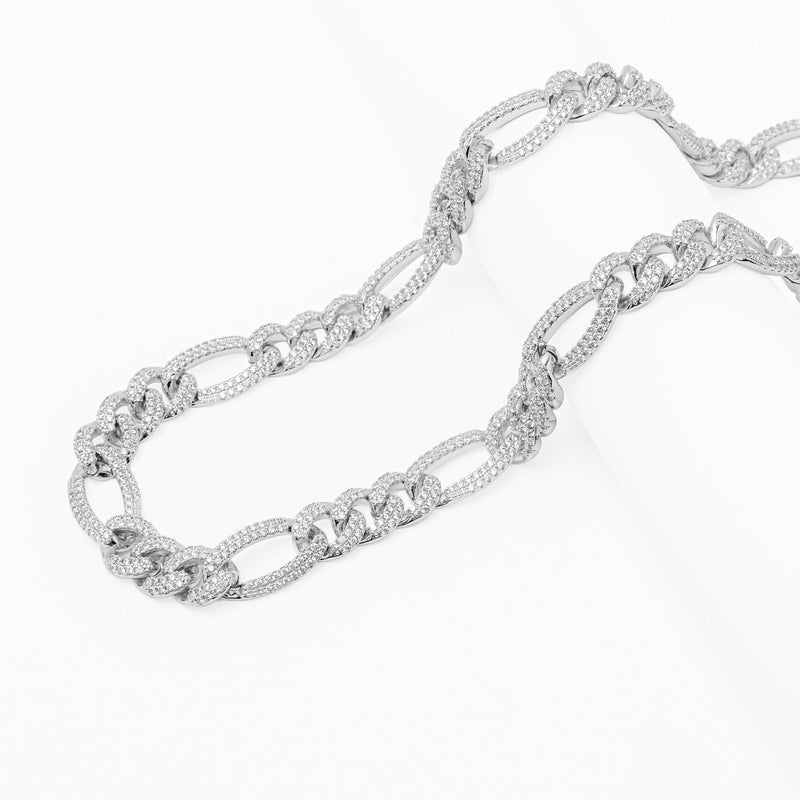 Big Daddy 12MM Hip Hop Iced Figaro Silver Chain