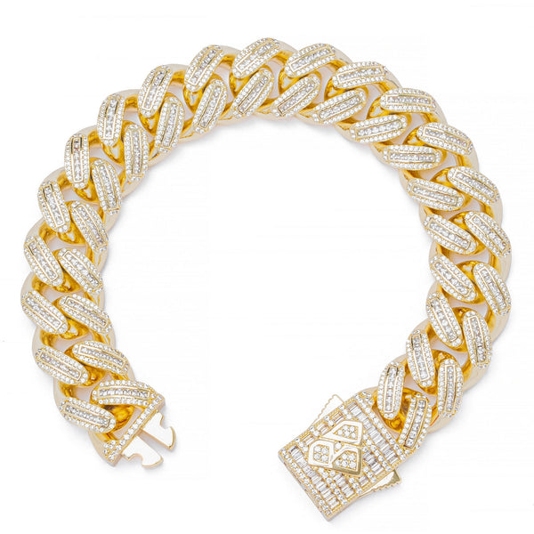 Big Daddy 18MM Baguette Gold Iced Out Cuban Link Bracelet