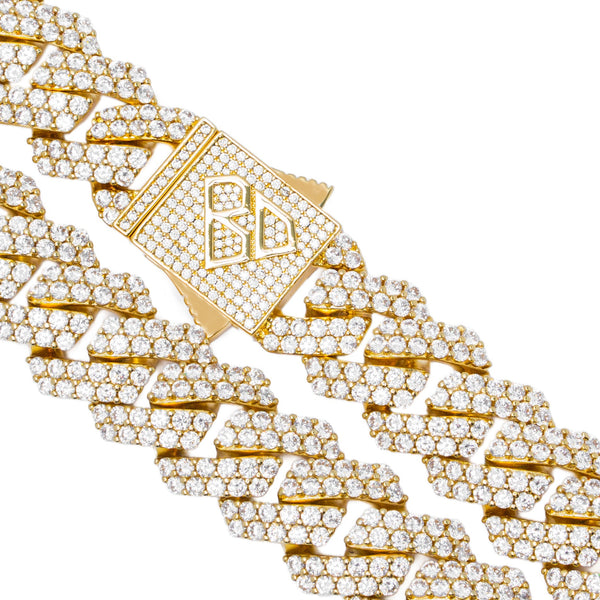 Big Daddy 19MM Straight Edge Cuban Diamond Gold Chain