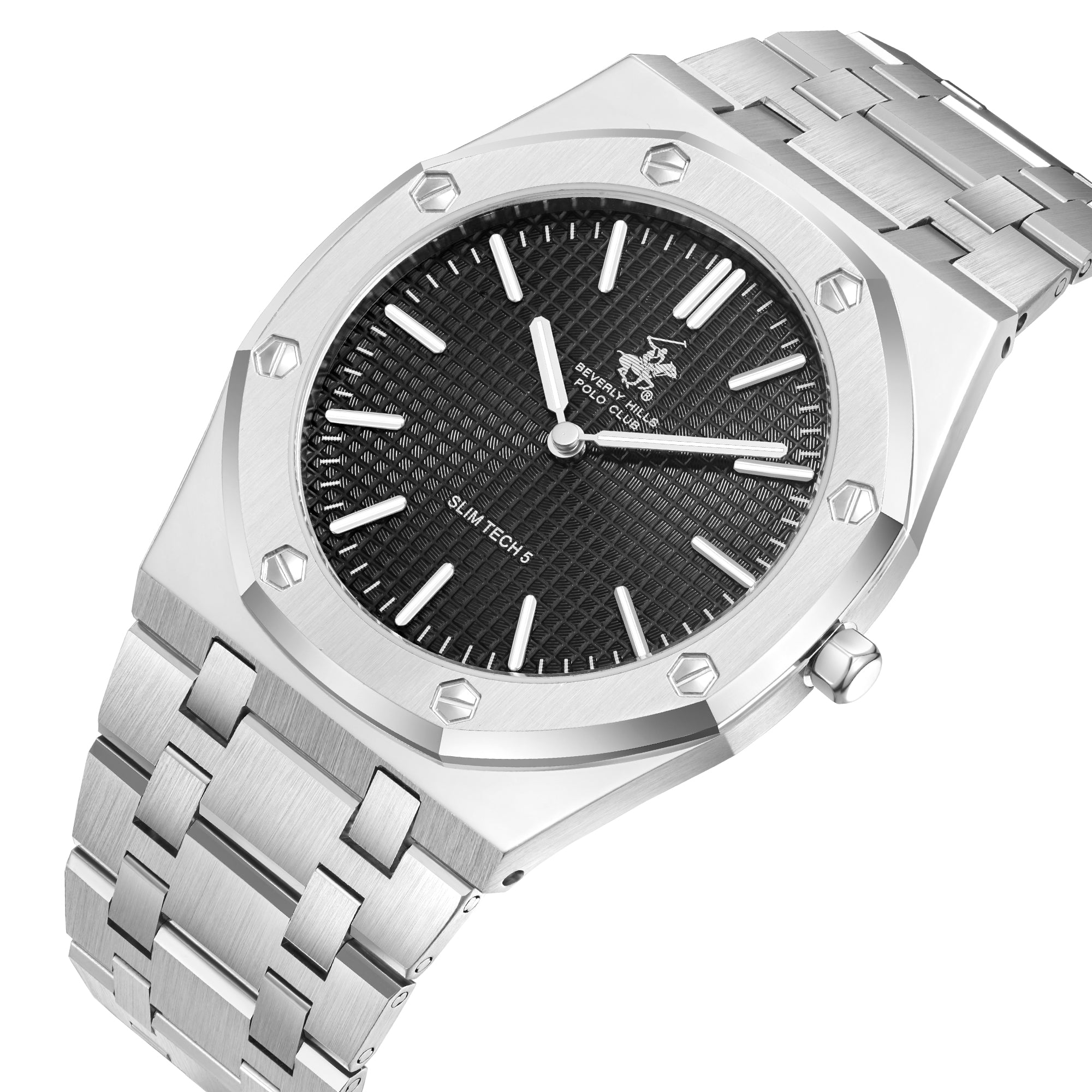Beverly Hills Polo Club Slim Tech 5 Blue Dial Silver Watch BP3825X.392