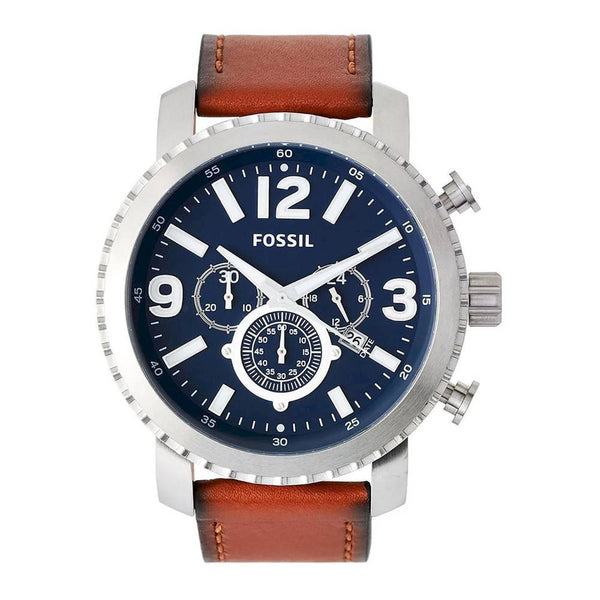 Fossil Vintage Chronograph Brown Leather Strap Men’s Watch BQ2126