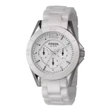 Fossil White Dial Ceramic Bracelet Ladies Watch CE1002