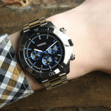 Fossil Retro Traveler Chronograph Black Dial Ion-plated Men's Watch CH2869