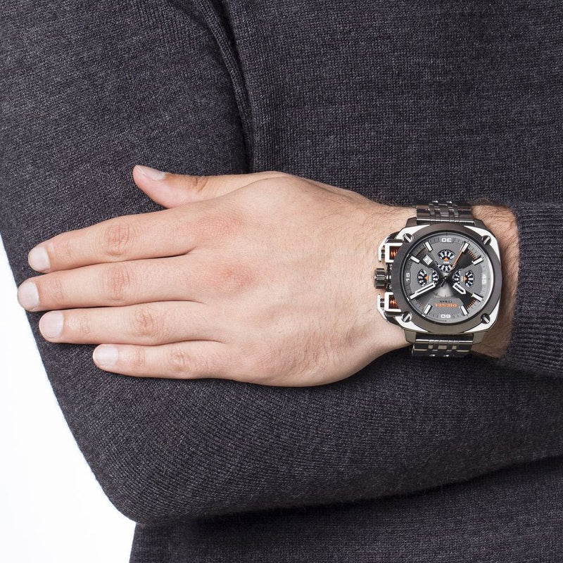 Diesel BAMF Chronograph Grey Dial Grey Ion-plated Men's Watch DZ7344