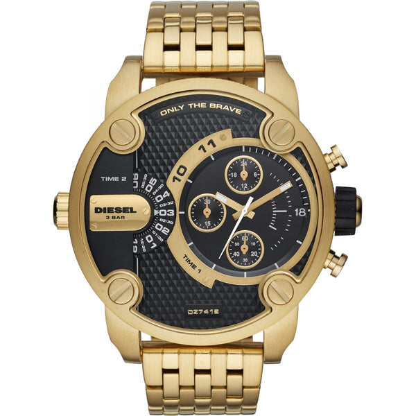 Diesel Big Daddy DZ7412 316L gold stainless steel 2 time zones 30m water-resistant