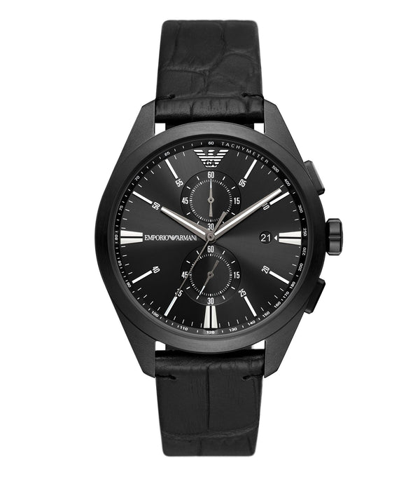 Emporio Armani Chronograph Black Leather Men's Watch  AR11483 - Big Daddy Watches