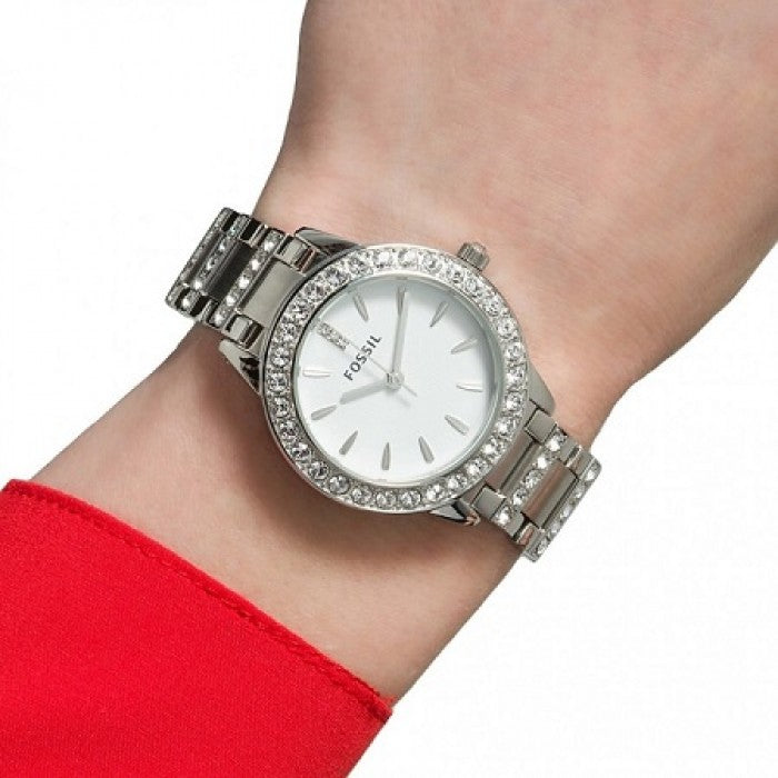 Fossil Glitz White Dial Stainless Steel Ladies Watch ES2362