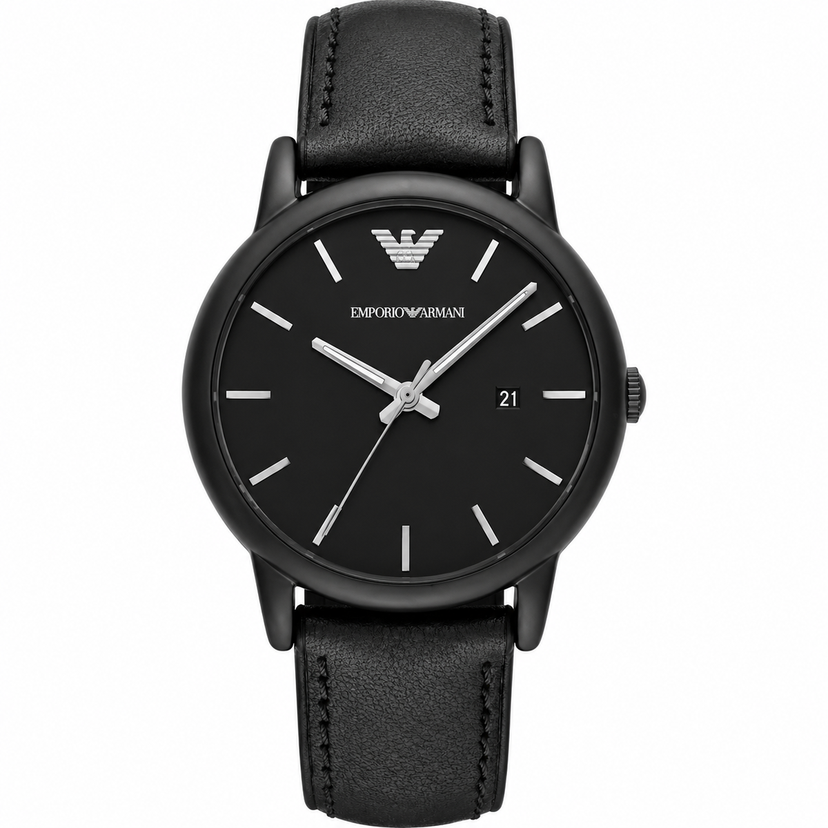 Emporio Armani Luigi Black Dial Black Leather Watch AR1973