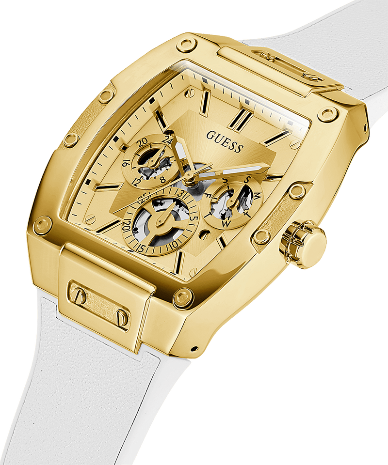 Guess Gold Case White Silicone Strap Men's Watch GW0202G6 (DEFECT)