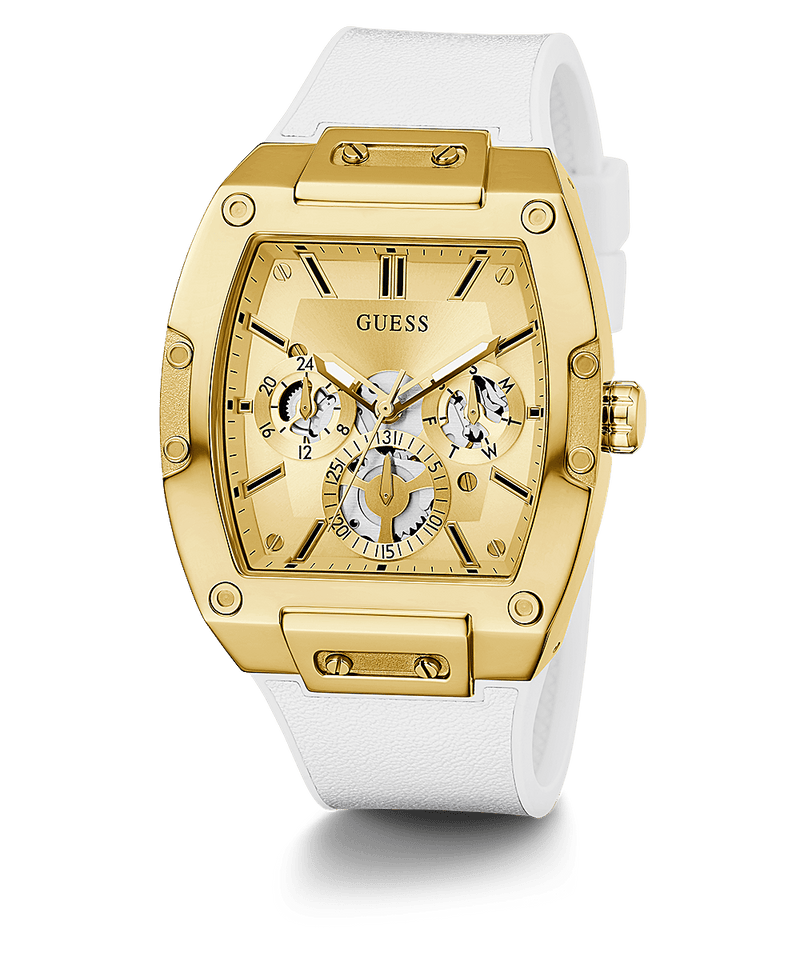 Guess Gold Case White Silicone Strap Men's Watch GW0202G6 (DEFECT)