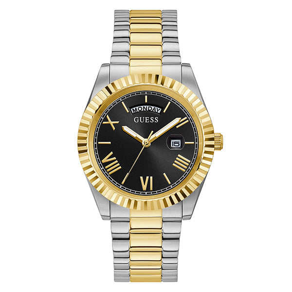 Guess Watch Connoisseur Two-Tone Stainless Steel Black Dial Men's Watch  GW0265G5 - Big Daddy Watches