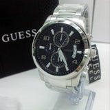 Guess Exec Chronograph Dial Silver-Tone Men's Watch W0075G1