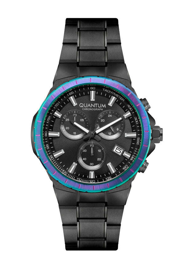 QUANTUM Black Stainless Steel Chronograph  - HNG813.650