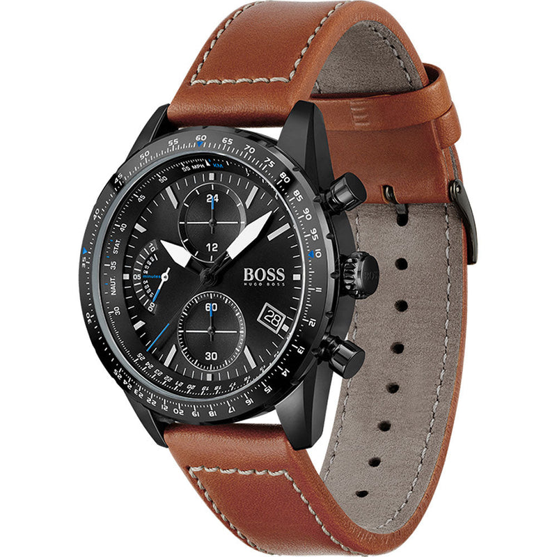 Hugo Boss Pilot Edition Brown Leather Men's Watch 1513851 - Big Daddy Watches #2