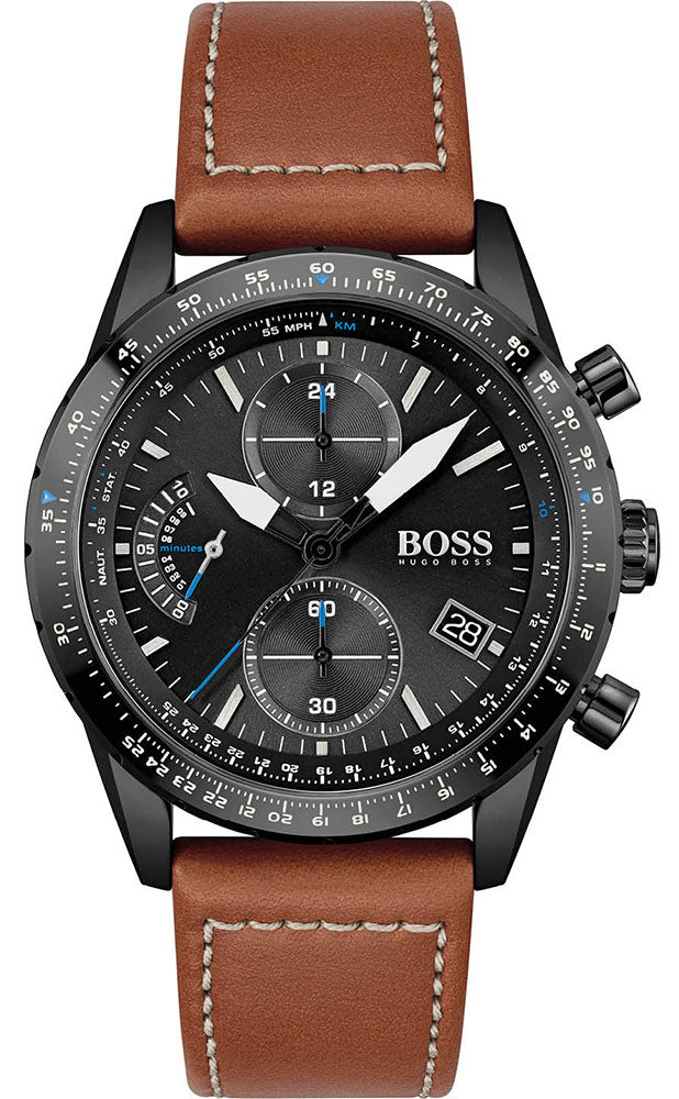 Hugo Boss Pilot Edition Brown Leather Men's Watch  1513851 - Big Daddy Watches
