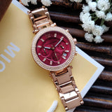 Michael Kors Parker Chronograph Red Dial Rose Gold Ladies Watch MK6106
