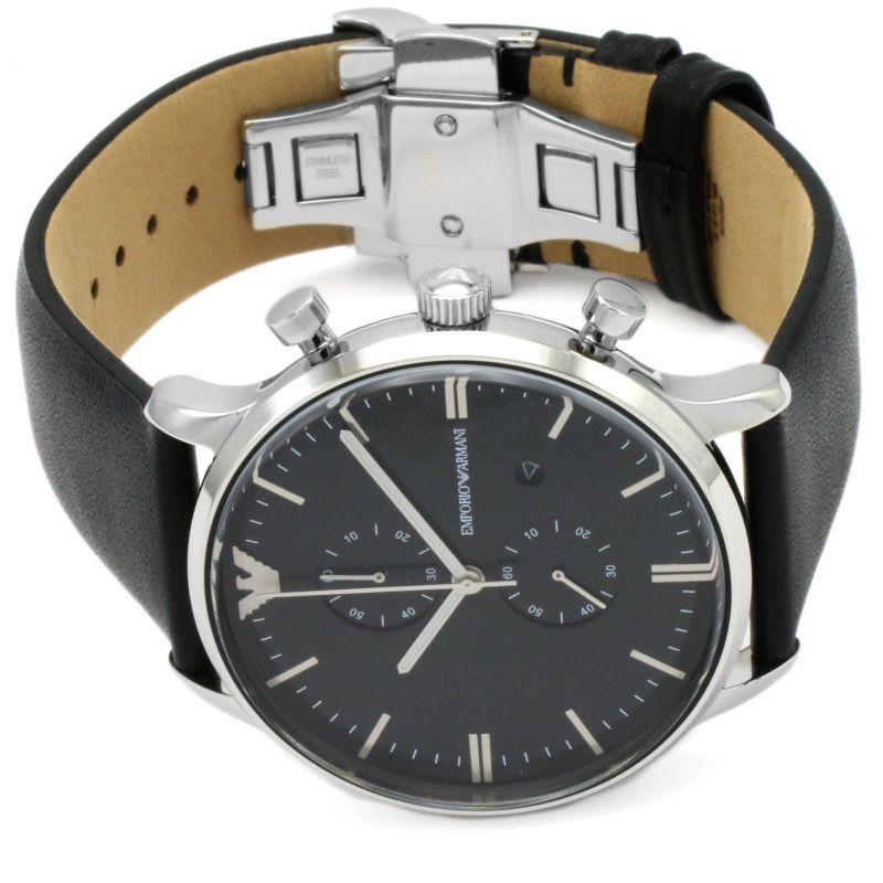 Emporio Armani Black Leather Men's Watch#AR0397 - Big Daddy Watches #5