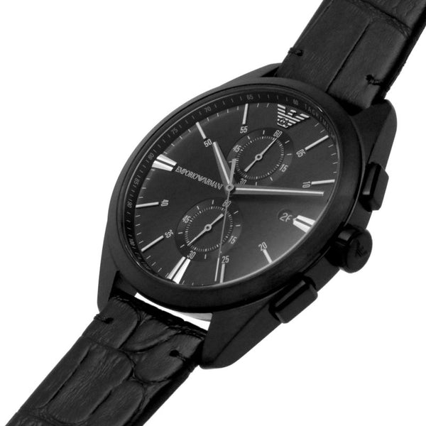 Emporio Armani Chronograph Black Leather Men's Watch AR11483 - Big Daddy Watches #2