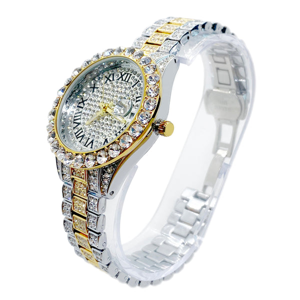 Big Daddy Super Bling Two Tone  Roman Numerals Watch