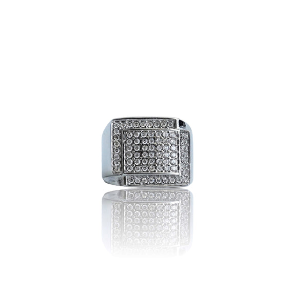 Big Daddy Iced Out Square Bling Silver Ring