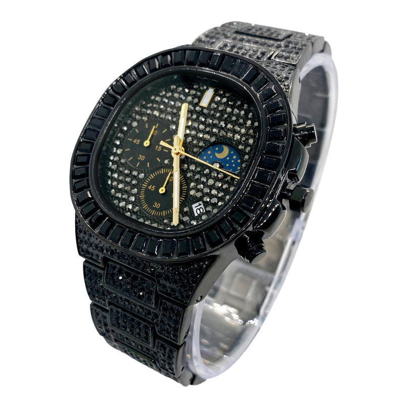 Big Daddy Baguette Black Bling Watch