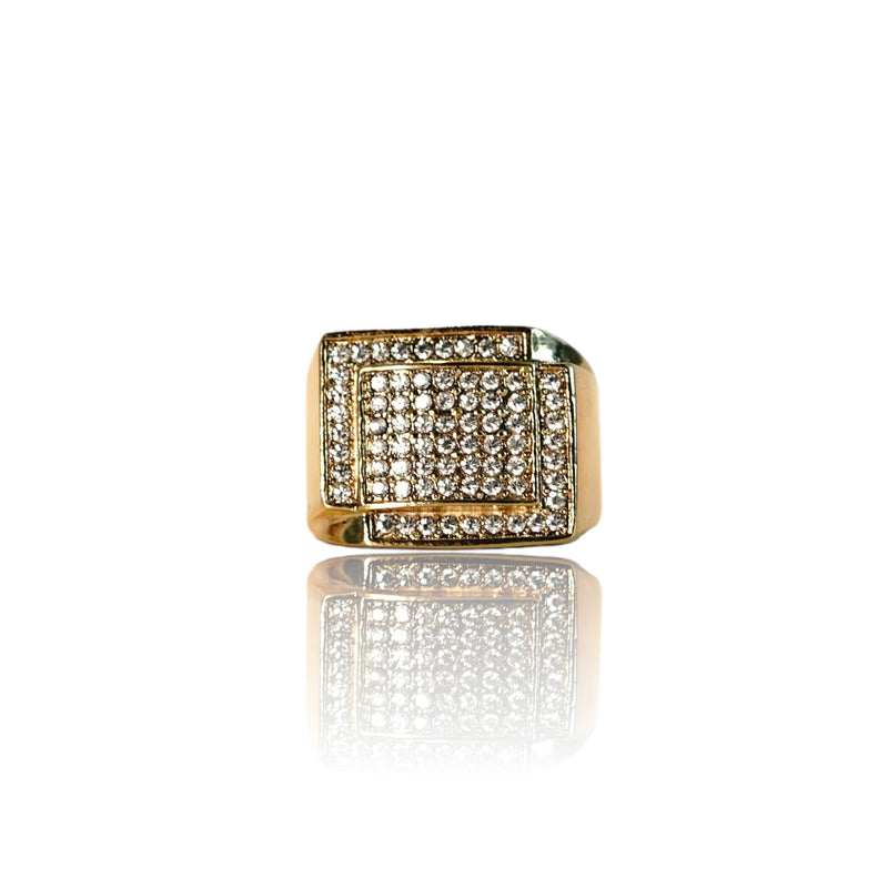 Big Daddy Iced Out Square Bling Gold Ring