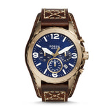 Fossil Nate Chronograph Dial Brown Leather Strap Men's Watch JR1505