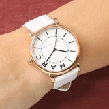 Marc Jacobs Roxy White Dial White Leather Ladies Watch MJ1561