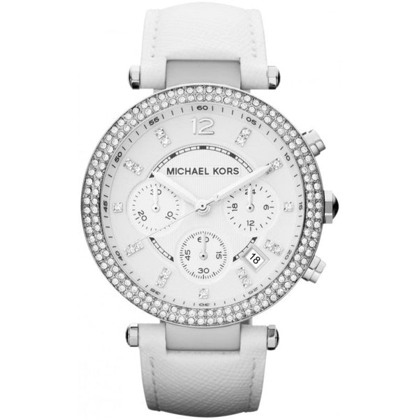 Michael Kors Parker Chronograph White Leather Ladies Watch MK2277