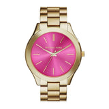 Michael Kors Slim Runway Gold Pink Dial Ladies Watch MK3264