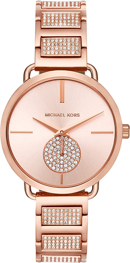 Michael Kors Portia Crystal Rose Gold Dial Ladies Watch MK3853