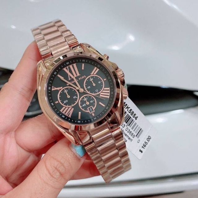 Michael Kors Bradshaw Black Dial Rose Gold Watch MK5854