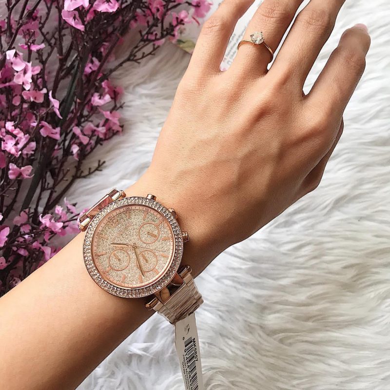 Michael Kors Parker Crystal Paved Rose Gold Ladies Watch MK5857