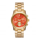 Michael Kors Runway Chronograph Orange Dial Gold Ladies Watch MK6162