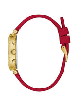 Guess Gold Tone Case Red Rubber Strap Women's Watch GW0484L1