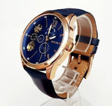 Fossil Flynn Mechanical Navy Leather Men's Watch BQ2219