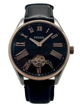 Fossil Black Dial Leather Strap Automatic Men's Watch BQ1143