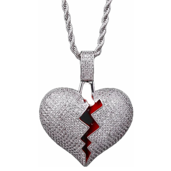 Big Daddy Diamond Broken Heart Silver Pendant