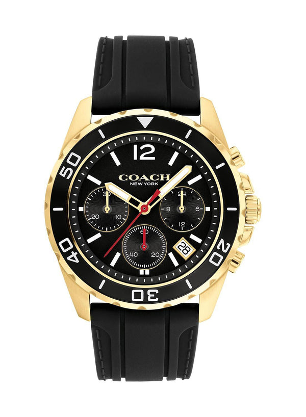 Coach Kent Black Silicon Strap Gold Men's Watch  14602564 - Big Daddy Watches