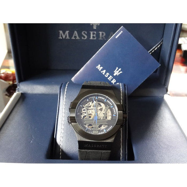 Maserati Potenza Black Dial Black Leather Men's Watch R8821108009