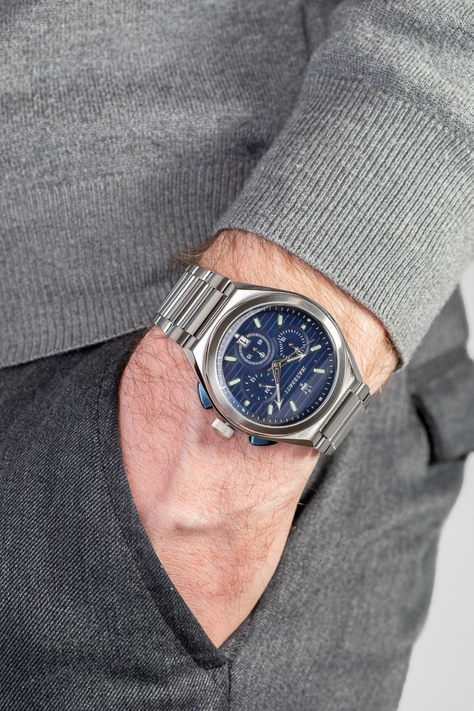 Maserati Triconic Chronograph Quartz Blue Dial Men's Watch R8873639001