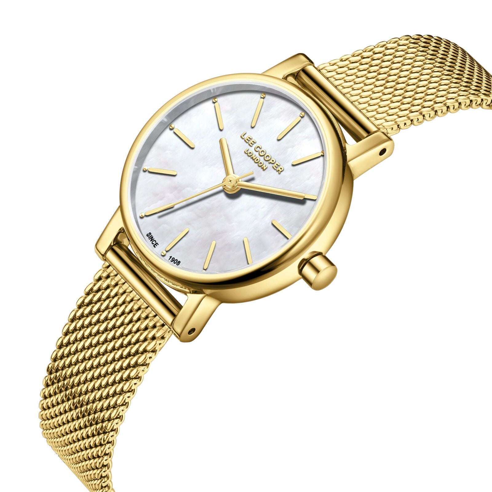 Lee Cooper Louna White MOP Dial Gold Mesh Watch - LC08292.120