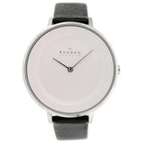 Skagen Ditte Silver Dial Black Leather Ladies Watch SKW2261